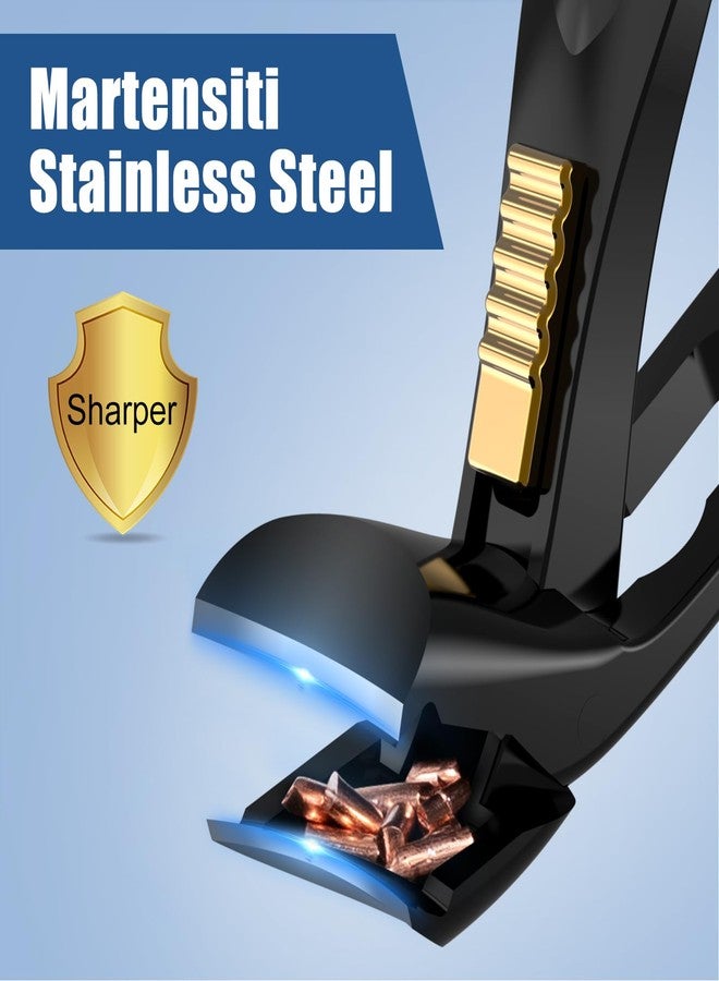 SHINLEA مقص أظافر شينليا لكبار السن، مناسب لأظافر القدم السميكة، مقص أظافر احترافي لليدين والقدمين مع ماسك، قاطع أظافر حاد بفتحة واسعة ومقبض طويل للرجال والنساء، أسود - Image 2